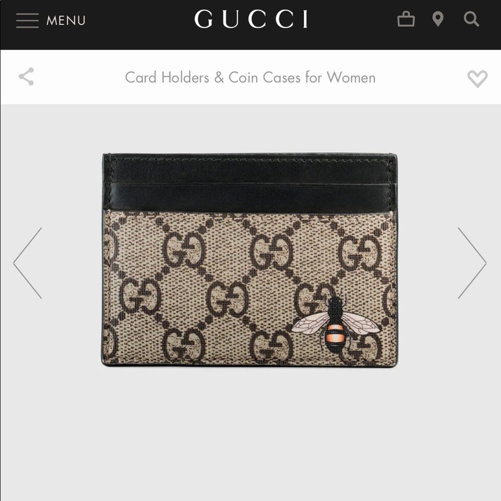 Gucci Bee Print GG Supreme Card Holder Wallet